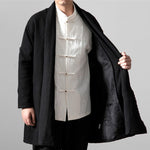 Buddha Stones Fall Simple Cotton Fleece Lined Men's Mid-length Coat Clothing (Extra 30% Off | USE CODE: FS30)