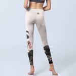 Buddha Stones Ink Painting Lotus Flower Leaf Print Gym Fitness Leggings Women's Yoga Pants