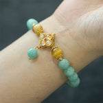 Buddha Stones Jade Yellow Tiger Eye Prosperity Bracelet