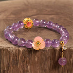 Buddha Stones Amethyst Peach Blossom Fortune Meditation Bracelet