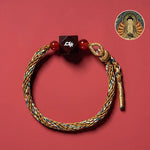 Buddha Stones Chinese Zodiac Natal Buddha Small Leaf Red Sandalwood Red String Protection Bracelet