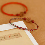 Buddha Stones Peach Wood Small Peach Blossom Cinnabar Wealth String Bracelet Anklet