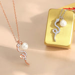 Buddha Stones 925 Sterling Silver Pearl Year Of The Snake Blessing Sincerity Necklace Pendant
