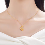 Buddha Stones 999 Gold Moon Year Of The Snake Luck Necklace Pendant