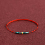 Buddha Stones 999 Gold Beads Turquoise Protection Braided Bracelet Anklet