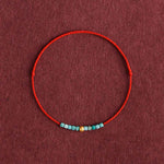 Buddha Stones 999 Gold Beads Turquoise Protection Braided Bracelet Anklet