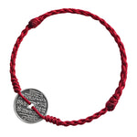 Buddha Stones 925 Sterling Silver Coin Protection Braided Bracelet Anklet
