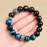 Buddha Stones Blue Tiger Eye Silver Sheen Obsidian Strength Bracelet
