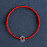 Buddha Stones 925 Sterling Silver Five Emperor Coins Red String Protection Luck Braided Bracelet Anklet
