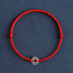 Buddha Stones 925 Sterling Silver Five Emperor Coins Red String Protection Luck Braided Bracelet Anklet