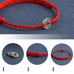 Buddha Stones 925 Sterling Silver Five Emperor Coins Red String Protection Luck Braided Bracelet Anklet