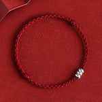 Buddha Stones 925 Sterling Silver Beads Protection Luck Braided Bracelet Anklet
