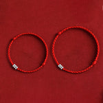 Buddha Stones 925 Sterling Silver Beads Protection Luck Braided Bracelet Anklet