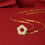 Buddha Stones 925 Sterling Silver Butterfly Hetian Jade Flower Blessing Necklace Pendant