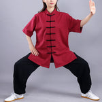 Buddha Stones 2Pcs Fall Winter Frog-Button Tai Chi Meditation Qigong Zen Practice Unisex Cotton Linen Clothing Set (Extra 30% Off | USE CODE: FS30)