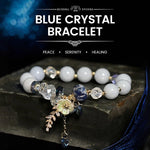 Buddha Stones "Sending You Peace and Grace" Blue Crystal Flower Bracelet Includes Gift Message Card