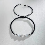 Buddha Stones 999 Sterling Silver Lotus Design Cat's Eye Bead Protection String Bracelet