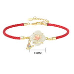 Buddha Stones 925 Sterling Silver Hetian Jade Magnolia Flower Butterfly Luck Chain Bracelet