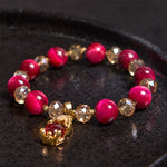 Buddha Stones Red Tiger Eye PiXiu Fox Protection Self Confidence Bracelet