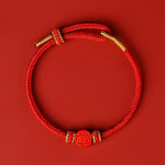 Buddha Stones Chinese Zodiac Red String Eight Thread Peace Knot Cinnabar Protection Luck Bracelet