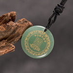 Buddha Stones Swastika Lotus Pattern Natural Various Crystal Black Obsidian Purification Necklace Pendant