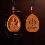 Buddha Stones Peach Wood Cinnabar Om Mani Padme Hum Chinese Zodiac Black String Necklace Pendants