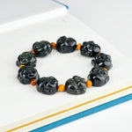 Buddha Stones Rainbow Obsidian Laughing Buddha Positive Transformation Bracelet