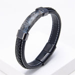 Buddha Stones Lazurite Lapis Lazuli Tiger Eye Rhodonite Hematite Black Onyx Stone Balance Leather Bracelet