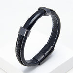 Buddha Stones Lazurite Lapis Lazuli Tiger Eye Rhodonite Hematite Black Onyx Stone Balance Leather Bracelet