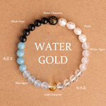 Buddha Stones Five Elements Various Agate Crystal Black Onyx Green Chalcedony Aquamarine Wisdom Bracelet