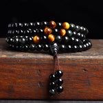 Buddha Stones 108 Mala Beads Black Obsidian lce Obsidian Fulfilment Bracelet
