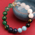 Buddha Stones Five Elements Various Agate Crystal Green Strawberry Quartz Sun Stone Wealth Bracelet