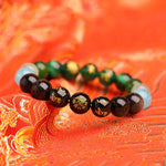 Buddha Stones Five Elements Various Agate Crystal South Red Agate Strawberry Quartz Sun Stone Citrine Luck Bracelet