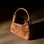 Buddha Stones Lush Bamboo Handle Xiangyunsha Silk Crossbody Bag Hangbags