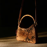 Buddha Stones Lush Bamboo Handle Xiangyunsha Silk Crossbody Bag Hangbags