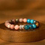 Buddha Stones Natural Black Onyx White Stone Green Aventurine Tiger Eye Agate Mixed Color Buddha Head Protection Bracelet