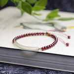 Buddha Stones Garnet Gray Agate Calm Cuff Half Bracelet Bangle