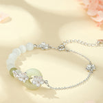 Buddha Stones Chrysoberyl Hetian Jade 999 Sterling Silver Love Bracelet