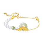 Buddha Stones Chrysoberyl Hetian Jade 999 Sterling Silver Love Bracelet