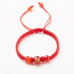 Buddha Stones Natural Red Agate Chinese Zodiac Red String Braided Protection Luck Bracelet