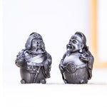 Buddha Stones Handmade Literary Military God of Wealth Iron Powder Rust Cast Resin Statue Home Decoration