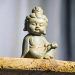 Buddha Stones Handmade Ksitigarbha Kwan Yin Guanyin Avalokitesvara Tathagata Iron Powder Rust Cast Resin Statue Home Decoration