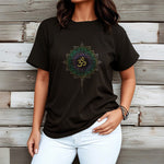 Buddha Stones OM Yellow Green Gradient Lotus Cotton Tee T-shirt