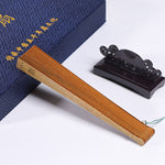 Buddha Stones Crane Peacock Chang'e Moon Engraved Pattern Handheld Small Leaf Red Sandalwood Folding Fan (Extra 30% Off | USE CODE: FS30)