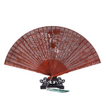 Buddha Stones Crane Peacock Chang'e Moon Engraved Pattern Handheld Small Leaf Red Sandalwood Folding Fan (Extra 30% Off | USE CODE: FS30)