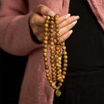 Buddha Stones 108 Beads Picture Jasper Mala Lotus Courage Bracelet