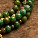 Buddha Stones 108 Mala Beads Natural Stone Picture Jasper Turquoise Lotus Positive Bracelet