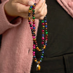 Buddha Stones 108 Mala Beads Natural Colorful Tiger Eye Stone Multi-turn Protection Bracelet
