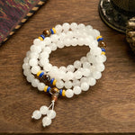 Buddha Stones 108 Mala Beads Natural Quartzite Wealth Luck Bracelet