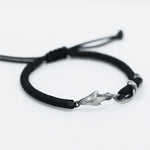 Buddha Stones 999 Sterling Silver Shark Black Wax Rope Protection Bracelet
